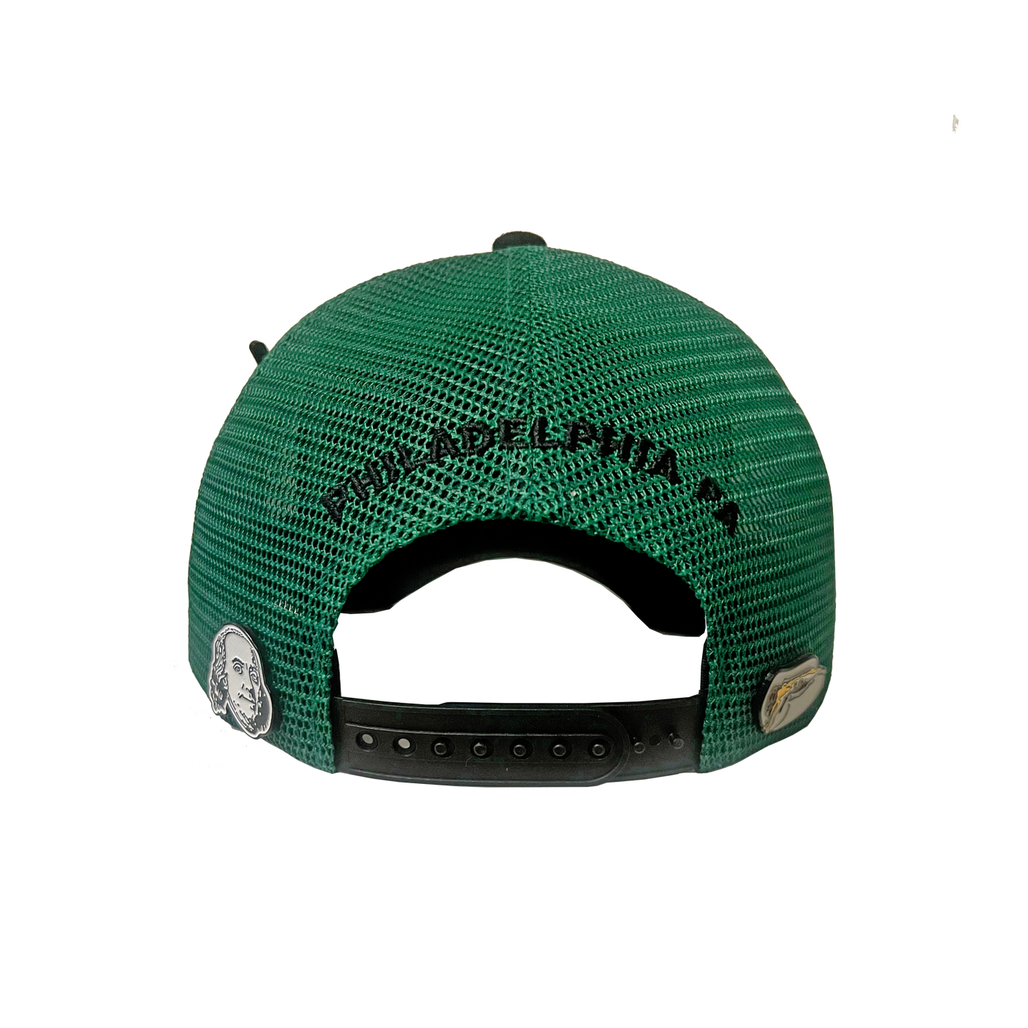 Phila. Green & Black Suede Trucker Hat w/ Custom Pins
