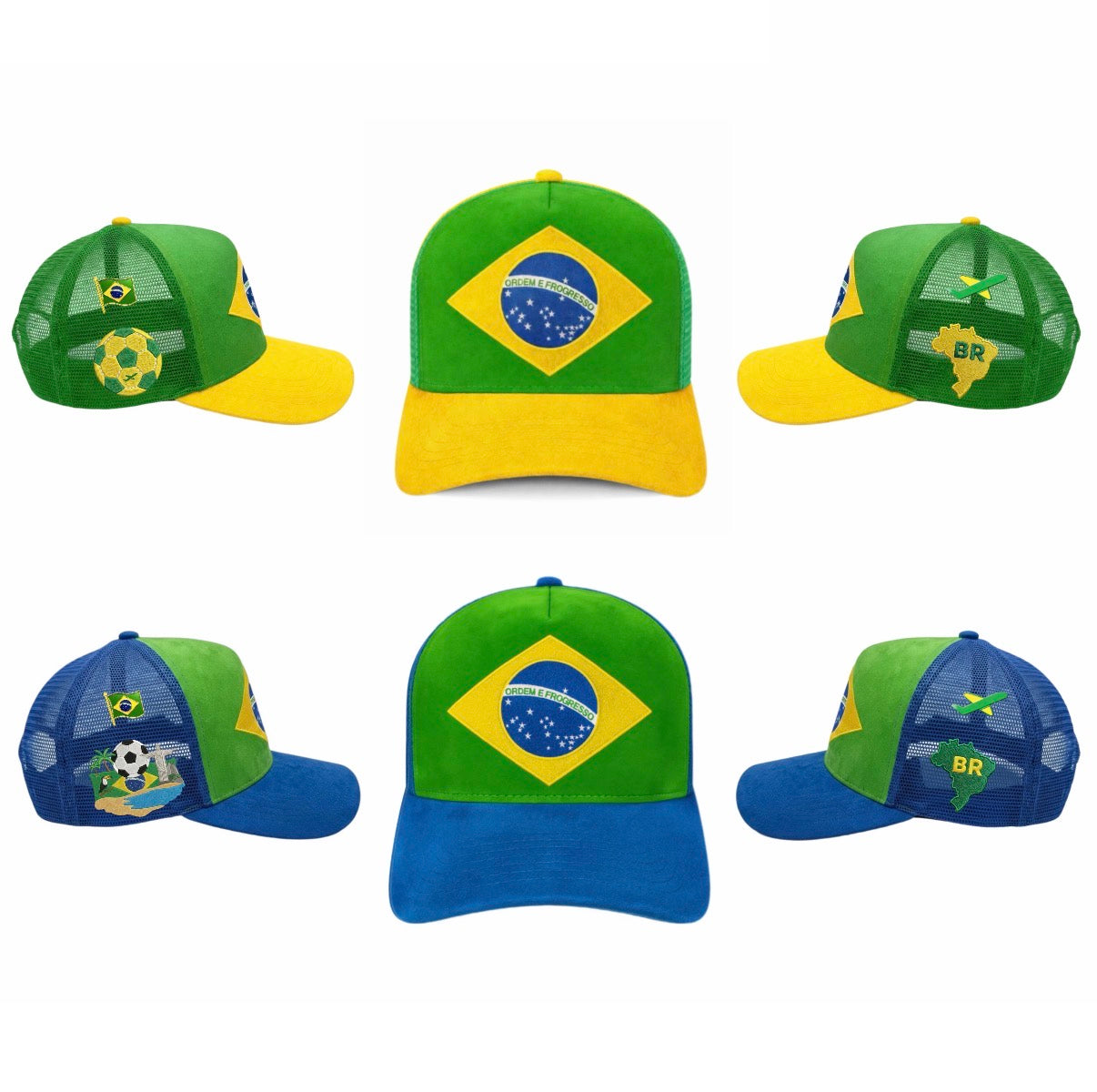 Brazil Flag Suede Trucker Hats