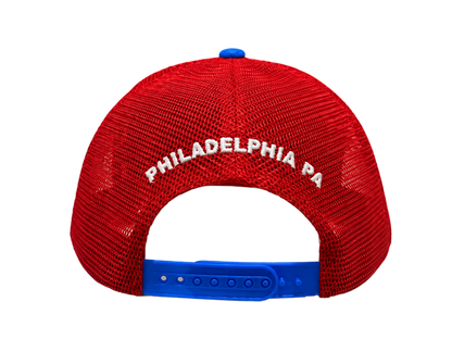 Red & Blue Suede PHILA. Trucker Hat