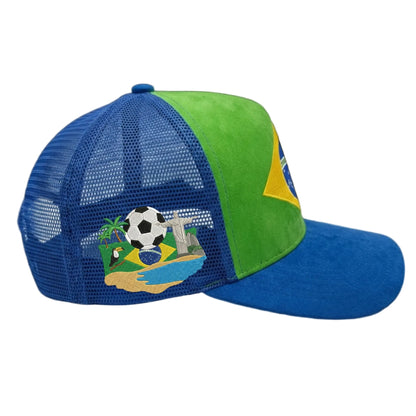 Brazil Flag Suede Trucker Hats