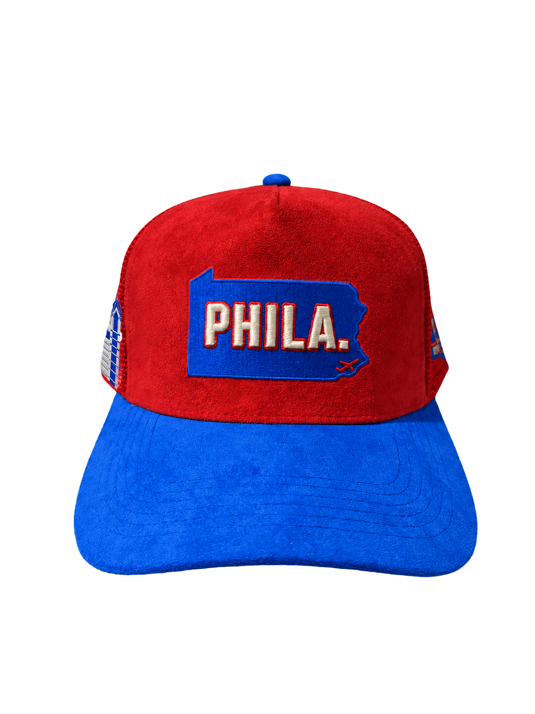 Red & Blue Suede PHILA. Trucker Hat
