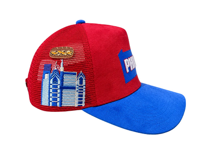 Red & Blue Suede PHILA. Trucker Hat