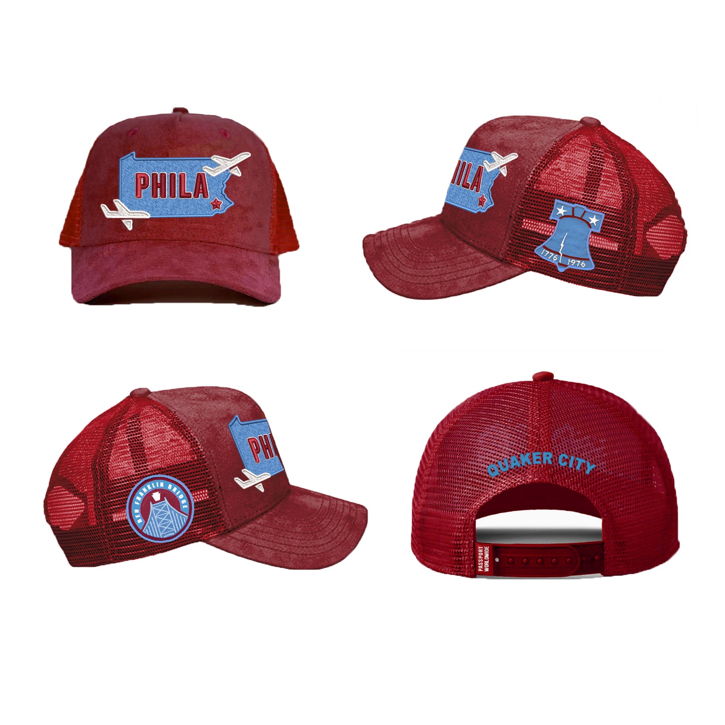 Phila. Burgundy Suede Trucker Hat (Wholesale Only 50+)