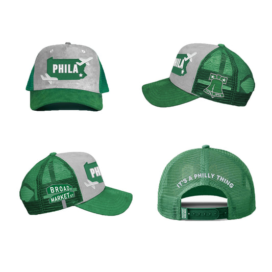 Phila. Green Suede Trucker Hat (Wholesale Only 50+)