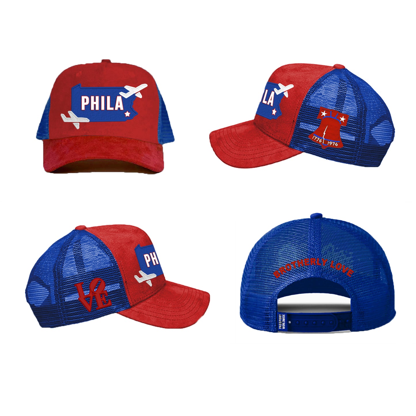 Phila. Red/Blue Suede Trucker Hat (Wholesale Only 50+)